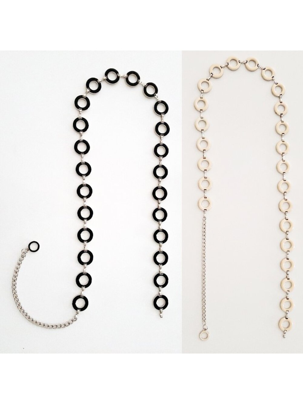 BRAND NEW Style & Co Reversible Chain Belt, Black & Ivory, Small/Medium (S/M)